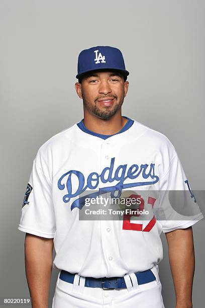 Matt Kemp of the Los Angeles Dodgers poses for a portrait during photo day at Holman Stadium on February 24, 2008 in Vero Beach, Florida.