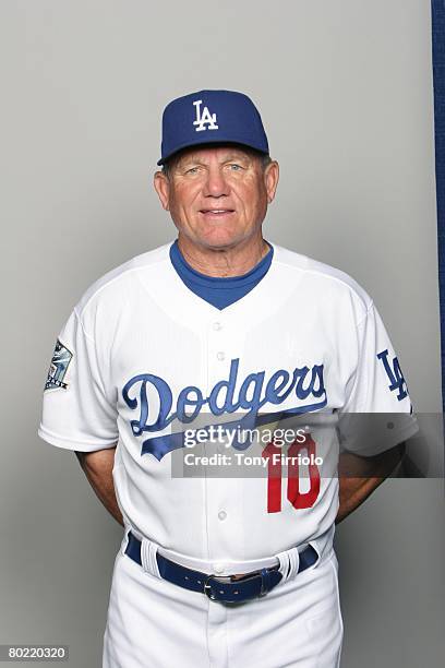 Larry Bowa of the Los Angeles Dodgers poses for a portrait during photo day at Holman Stadium on February 24, 2008 in Vero Beach, Florida.