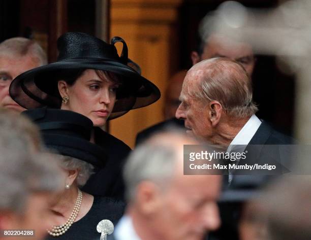 Alexandra Knatchbull and Prince Philip, Duke of Edinburgh attend the funeral of Patricia Knatchbull, Countess Mountbatten of Burma at St Paul's...