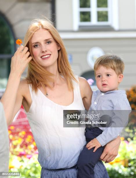Wilma Elles poses with her son Milat during a photo session on June 27, 2017 in Munich, Germany.