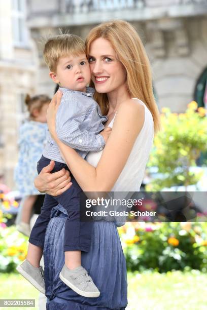 Wilma Elles poses with her son Milat during a photo session on June 27, 2017 in Munich, Germany.