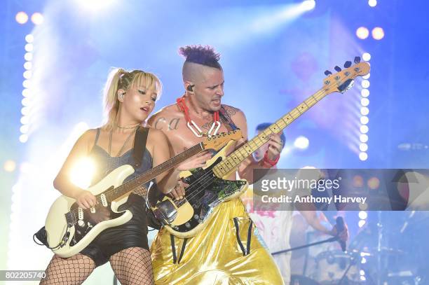 JinJoo Lee and Cole Whittle of DNCE perform at the annual Isle of MTV Malta event at Il Fosos Square on June 27, 2017 in Floriana, Malta.