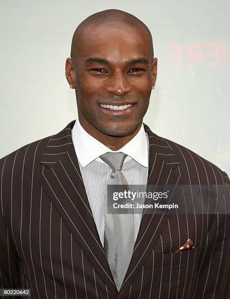 Model Tyson Beckford appears at the unveiling of Bravo's "Make Me a Supermodel" Interactive Window Display at the NBC Experience Store on January 10,...