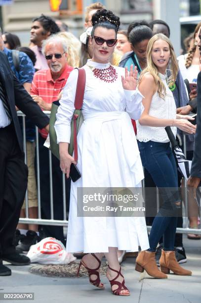 Actress Debi Mazar leaves the "AOL Build" taping at the AOL Studios on June 27, 2017 in New York City.