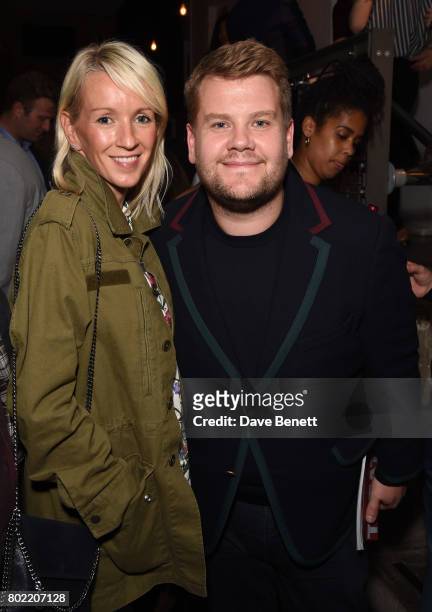 James Corden and wife Julia Carey attend the press night performance of "Ink" at The Almeida Theatre on June 27, 2017 in London, England.