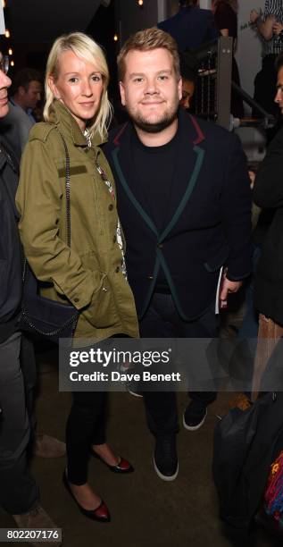 James Corden and wife Julia Carey attend the press night performance of "Ink" at The Almeida Theatre on June 27, 2017 in London, England.