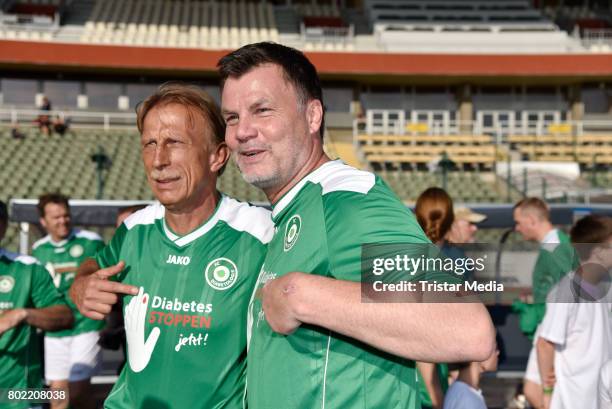 Christoph Daum and former german soccer player Thomas Helmer during the 'FC Bundestag against FC Diabetologie' Charity Event at Friedrich-Ludwig-Jahn...