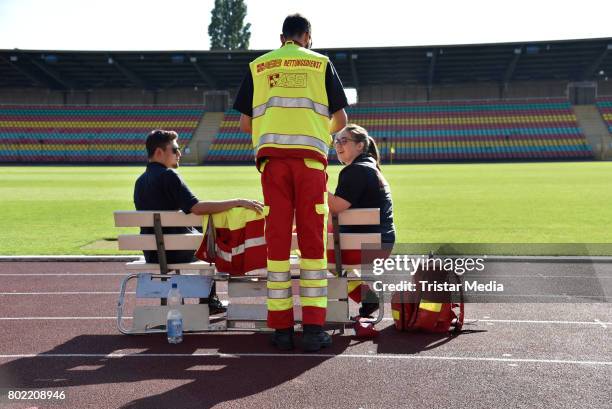 General view of the 'FC Bundestag against FC Diabetologie' Charity Event at Friedrich-Ludwig-Jahn Sportpark on June 27, 2017 in Berlin, Germany.