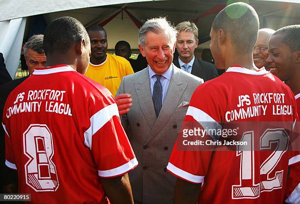 Prince Charles, Prince of Wales meets footballers after he lauched a community football program known as the Prince of Wales Community Football...