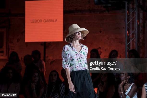 Model walks the runway at the Lebor Gabala show during the Barcelona 080 Fashion Week on June 27, 2017 in Barcelona, Spain.