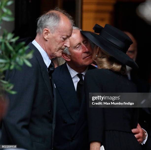 Norton Knatchbull, Earl Mountbatten of Burma, Prince Charles, Prince of Wales and Penny, Countess Mountbatten of Burma attend the funeral of Patricia...