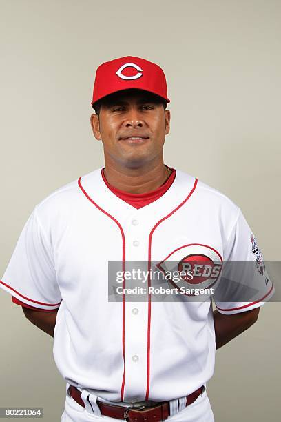 Alvin Colina of the Cincinnati Reds poses for a portrait during photo day at Ed Smith Stadium on February 22, 2008 in Sarasota, Florida.