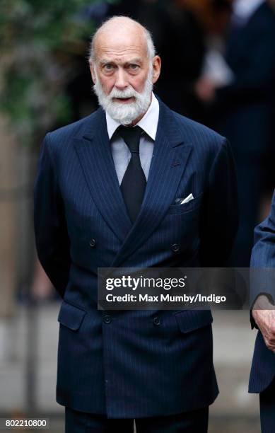 Prince Michael of Kent attends the funeral of Patricia Knatchbull, Countess Mountbatten of Burma at St Paul's Church, Knightsbridge on June 27, 2017...