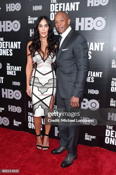 Nicole Young and Dr. Dre attend "The Defiant Ones" premiere at Time Warner Center on June 27, 2017 in New York City.