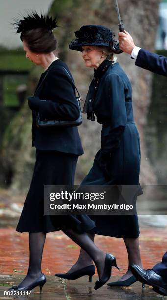 Princess Anne, The Princess Royal and Princess Alexandra attend the funeral of Patricia Knatchbull, Countess Mountbatten of Burma at St Paul's...