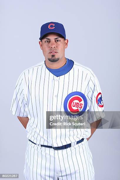 Geovany Soto of the Chicago Cubs poses for a portrait during photo day at HoHoKam Park on February 25, 2008 in Mesa, Arizona.