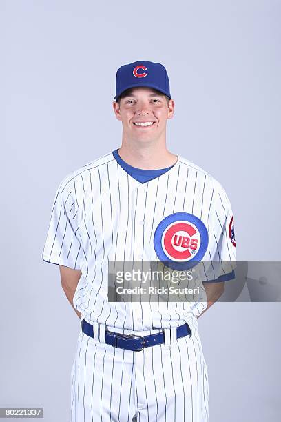 Rich Hill of the Chicago Cubs poses for a portrait during photo day at HoHoKam Park on February 25, 2008 in Mesa, Arizona.