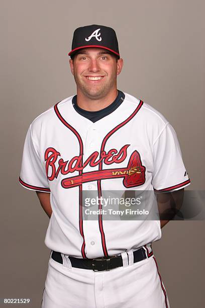 Jeff Francoeur of the Atlanta Braves poses for a portrait during photo day at Champion Stadium Stadium at Disney's Wide World of Sports on February...