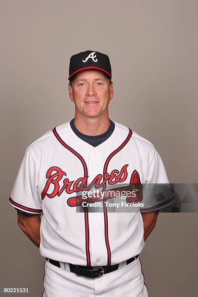 Tom Glavine of the Atlanta Braves poses for a portrait during photo day at Champion Stadium Stadium at Disney's Wide World of Sports on February 25,...