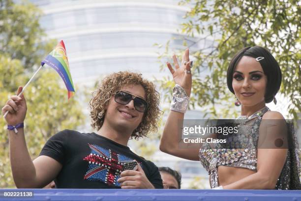 Actress Ivonne Montero poses during a Gay Pride Parade on June 24, 2016 in Mexico City, Mexico.