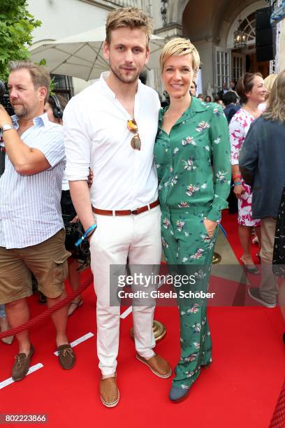Steve Windolf and his girlfriend Kerstin Landsmann during the Bavaria Film reception during the Munich Film Festival 2017 at Kuenstlerhaus am...