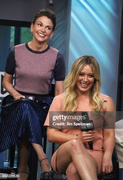 Actors Sutton Foster and Hilary Duff attend Build to discuss "Younger" at Build Studio on June 27, 2017 in New York City.