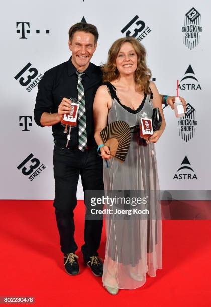 Actor Thure Riefenstein and actress Patricia Lueger attend the Shocking Shorts Award 2017 during the Munich Film Festival on June 27, 2017 in Munich,...