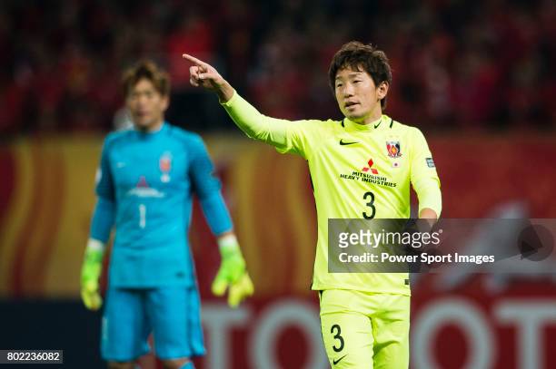 Urawa Reds Midfielder Ugajin Tomoya gestures during the AFC Champions League 2017 Group F match between Shanghai SIPG FC vs Urawa Red Diamonds at the...