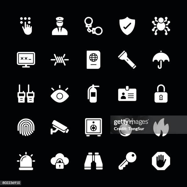 security icons - regular glyph - white - cloud computing security stock illustrations