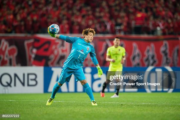 Urawa Reds Goalkeeper Nishikawa Shusaku in action during the AFC Champions League 2017 Group F match between Shanghai SIPG FC vs Urawa Red Diamonds...