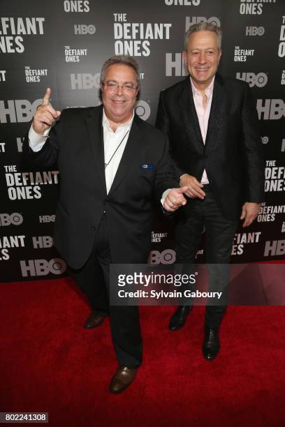 Drew Nieporent and Bobby Schagrin attend "The Defiant Ones" New York premiere on June 27, 2017 in New York City.