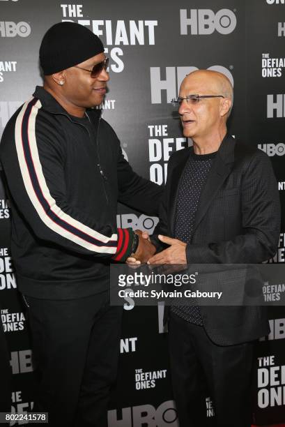 Cool J and Jimmy Iovine attend "The Defiant Ones" New York premiere on June 27, 2017 in New York City.
