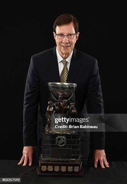 General manager David Poile of the Nashville Predators poses for a portrait with the NHL General Manager of the Year Award at the 2017 NHL Awards at...