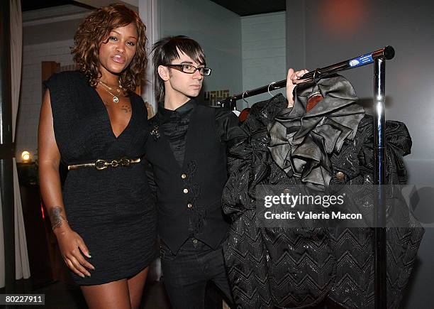 Singer Eve and fashion designer Christian Siriano attend the Christian Siriano Dinner at the Hollywood Roosvelt Hotel on March 12, 2008 in Hollywood,...