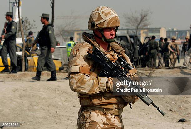 British ISAF and Afghan officials are on the scene of a suicide attack aimed at foreign soldiers that killed at least six Afghan civilians and...
