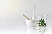 Natural organic botany and scientific glassware, Alternative herb medicine, Natural skin care beauty products