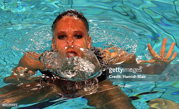 Jenna Randall of Great Britain competes in the Solo Technical Routine during day one of the 29th LEN European Championships for Swimming, Diving and...