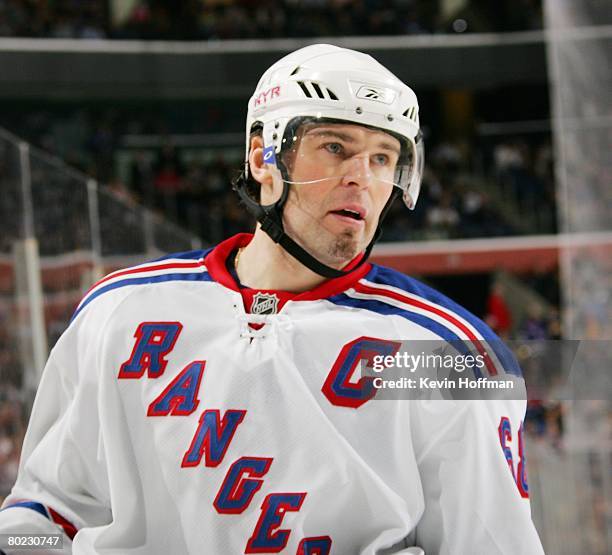 Jaromir Jagr of the New York Rangers skates against the Buffalo Sabres on March 10, 2008 at HSBC Arena in Buffalo, New York.