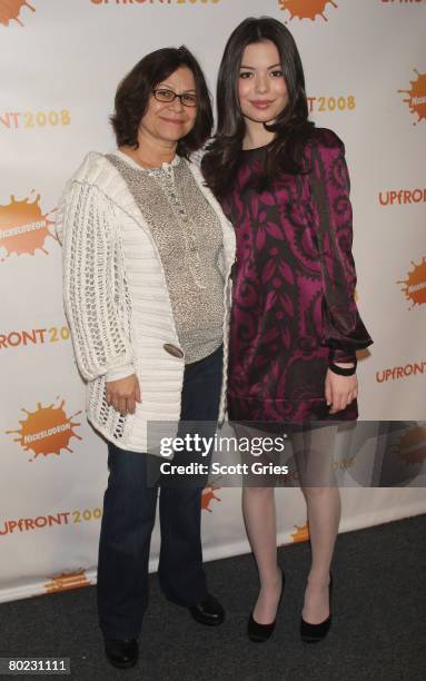 Chris Cosgrove and actress Miranda Cosgrove attend the Nickelodeon 2008 upfront presentation at the Hammerstein Ballroom on March 13, 2008 in New...