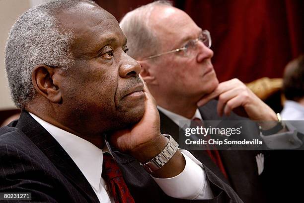 Supreme Court Justices Clarence Thomas and Anthony Kennedy testify before the House Financial Services and General Government Subcommittee on Capitol...