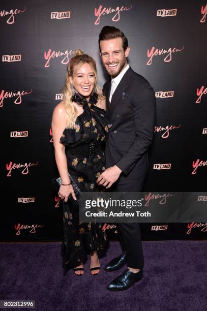 Hilary Duff and Nico Tortorella attend the "Younger" season four premiere party on June 27, 2017 in New York City.