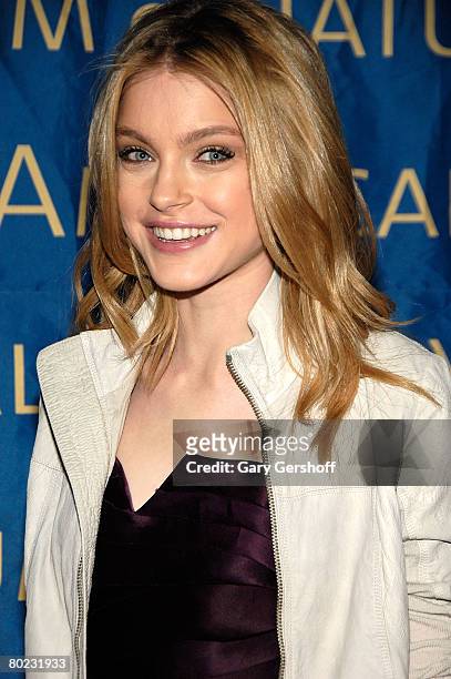 Model Jessica Stam arrives to the American Museum of Natural History Winter's Dance at the American Museum of Natural History on March 11, 2008 in...