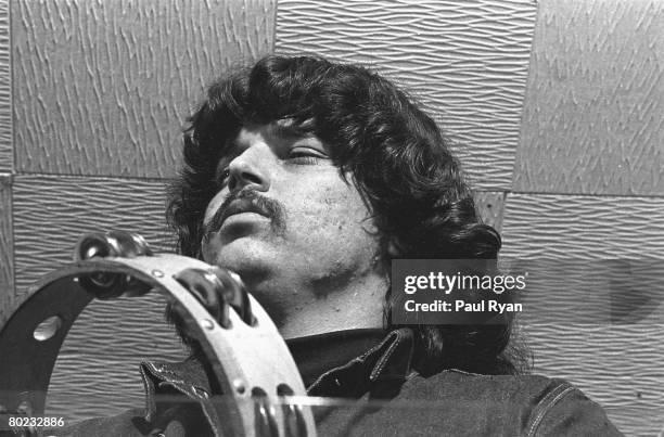 Ron McKernan aka "Pigpen" of the rock band "The Warlocks" which later changed its name to "The Grateful Dead" plays tambourine in 1965 in San...