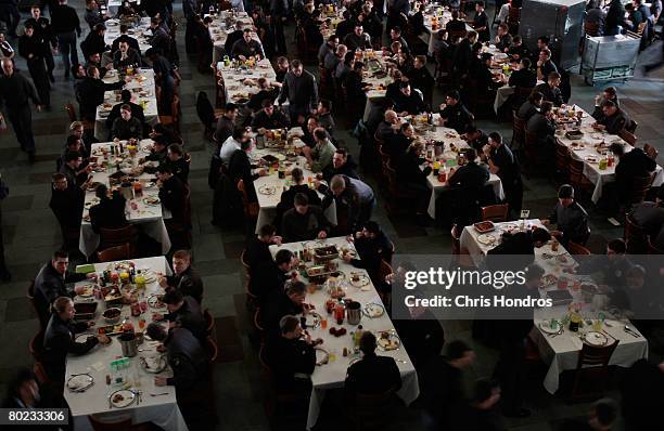 Cadets at the United States Military Academy, West Point sit during their last lunchtime meal before the leave campus for spring break March 13, 2008...