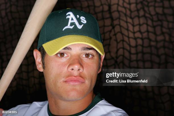 Anthony Recker of the Oakland Athletics poses for a portrait during Spring Training photo day on February 25, 2008 in Phoenix, Arizona.