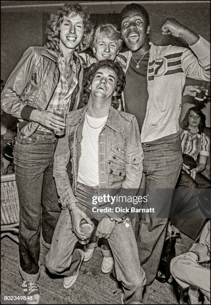 John Miles and Lenny Henry at a party, London, 20th April 1978.