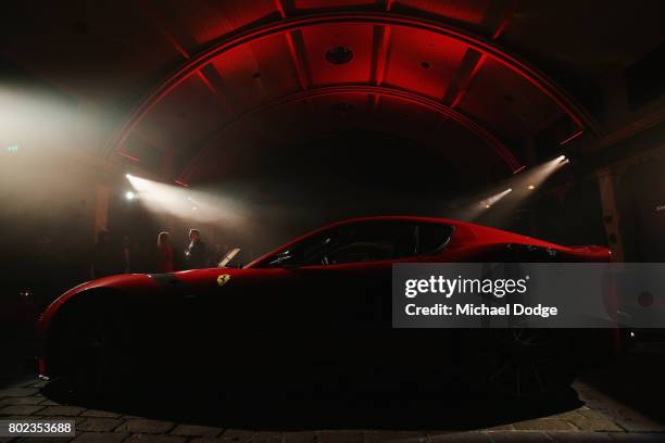 Older model Ferrari's are seen before the unveiling of the new Ferrari 812 Superfast at the Australasian Premiere on June 28, 2017 in Melbourne,...