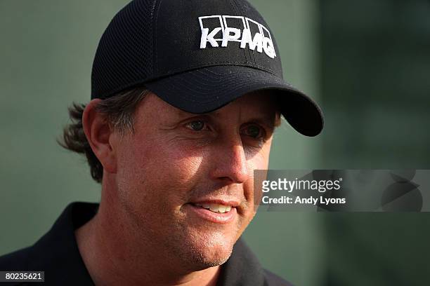 Phil Mickelson is shown following his first round of the Arnold Palmer Invitational on March 13, 2008 at the Bay Hill Club and Lodge in Orlando,...