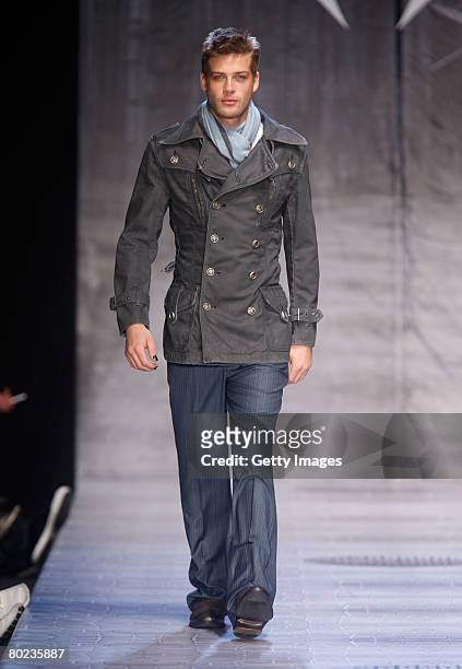 Model walks the runway at the Monarchy Collection Fall 2008 fashion show during Mercedes-Benz Fashion Week held at Smashbox Studios on March 13, 2008...
