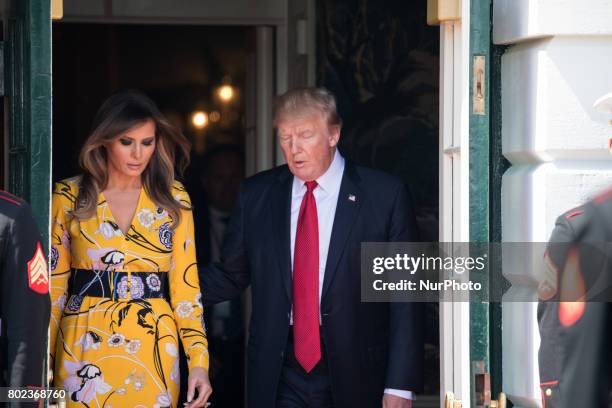 President Donald Trump and First Lady Melania Trump welcomed Prime Minister Narendra Modi of India, at the South Portico of the White House, on...